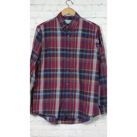 Vintage Levi's Colorgraphs Shirt Men's Medium Red Plaid LS Button Up Collared - Picture 8 of 8